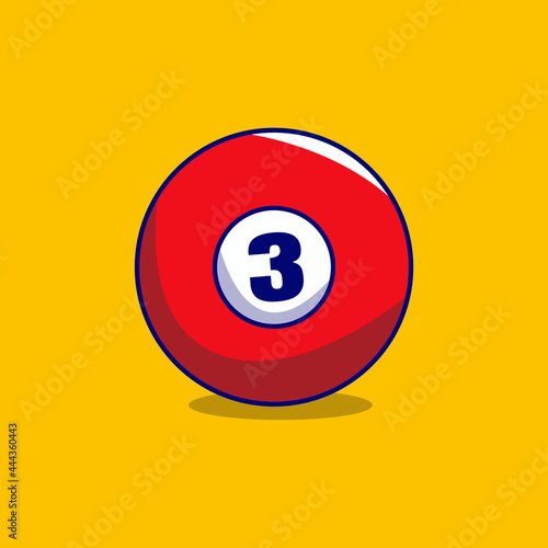 Billiard ball number three Vector, illustration of a Billiard Ball Icon 