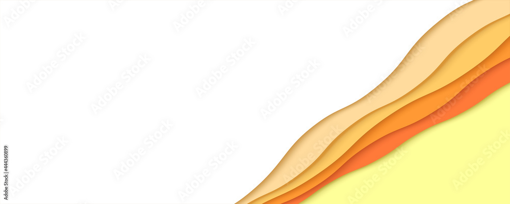 Fototapeta premium Yellow and orange multi layered geometric background with shadow. Abstract vector 3d illustration
