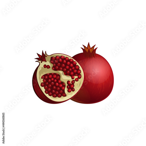 pomegranate (Punica granatum) isolated on a white background