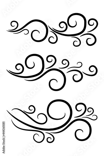 hand drawn wind doodle set, vector illustration.