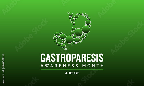 Gastroparesis awareness month vector banner, poster, background template observed on august. Health messages about gastroparesis, treatment. photo