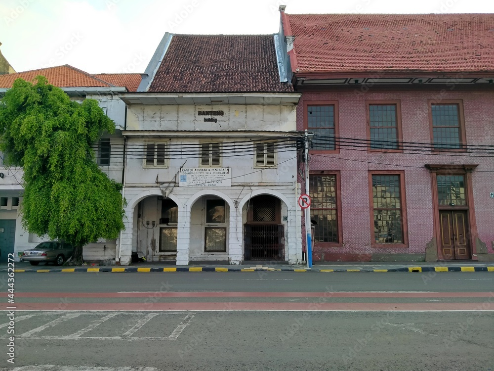 Kota tua, Jakarta, Indonesia - (06-10-2021) : The atmosphere of the old city tourist area in the afternoon with a low emission zone