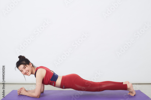 Full shot woman yoga pose
