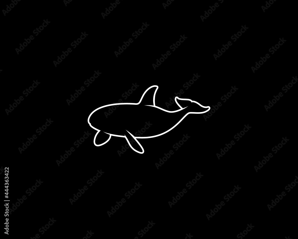 Whale Silhouette. Isolated Vector Animal Template for Logo Company, Icon, Symbol etc