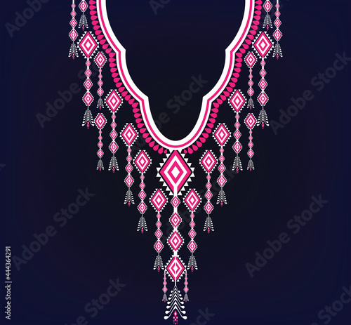 neck embroidery Geometric Ethnic oriental traditional necklace embroidery design for fashion women clothing and wrapping