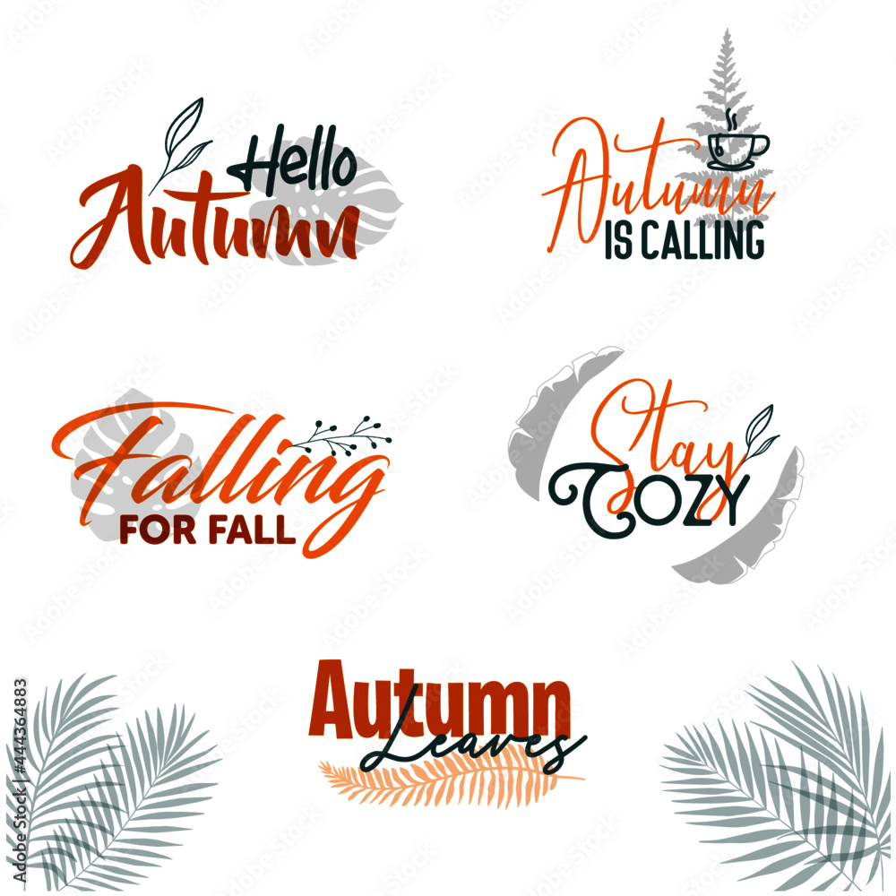Autumn Fall Lettering Typography Set