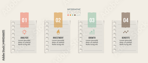 Business infographic template with step or option design.