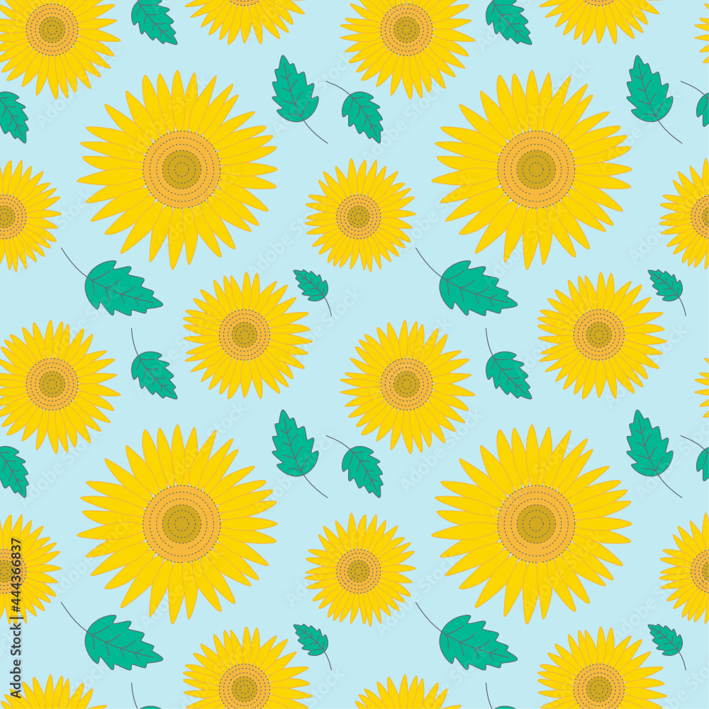 Sunflower seamless pattern on blue background Sunflower seamless pattern on blue background