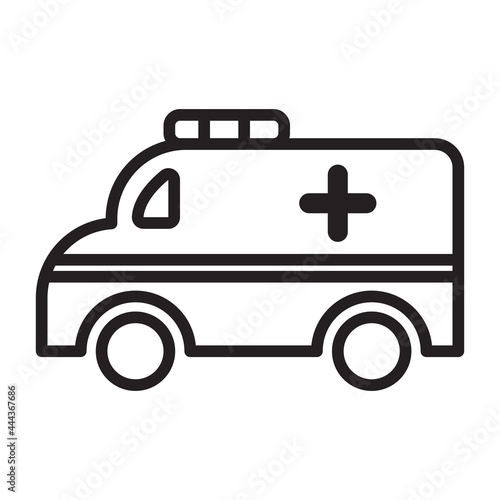 ambulance outline icon. isolated on a white background. suitable for the theme of vehicles, transportation, hospitals, emergency etc. © Irkhamsterstock