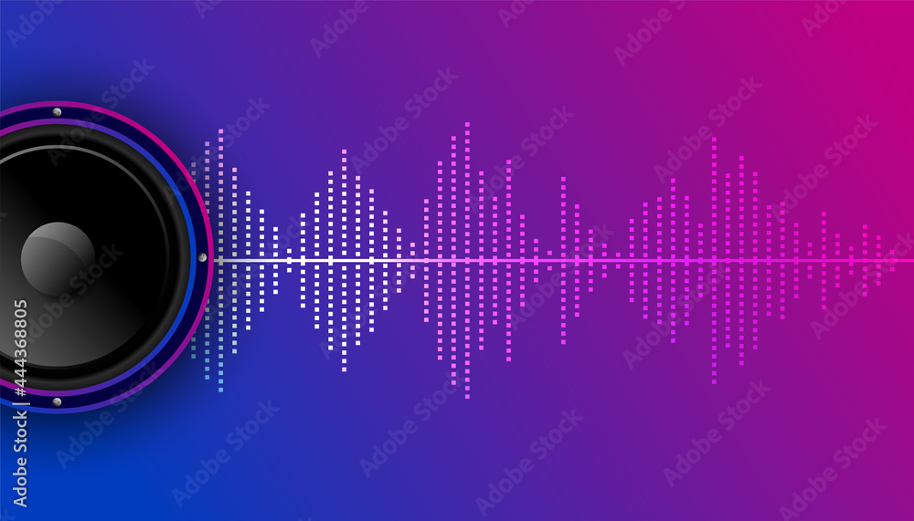 music background with equalizer and speaker Stock |