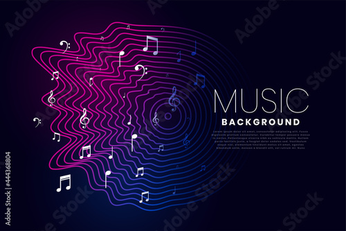 music background with sound wave and notes