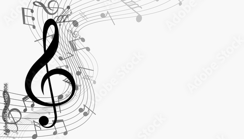 musical notes with sound wave background
