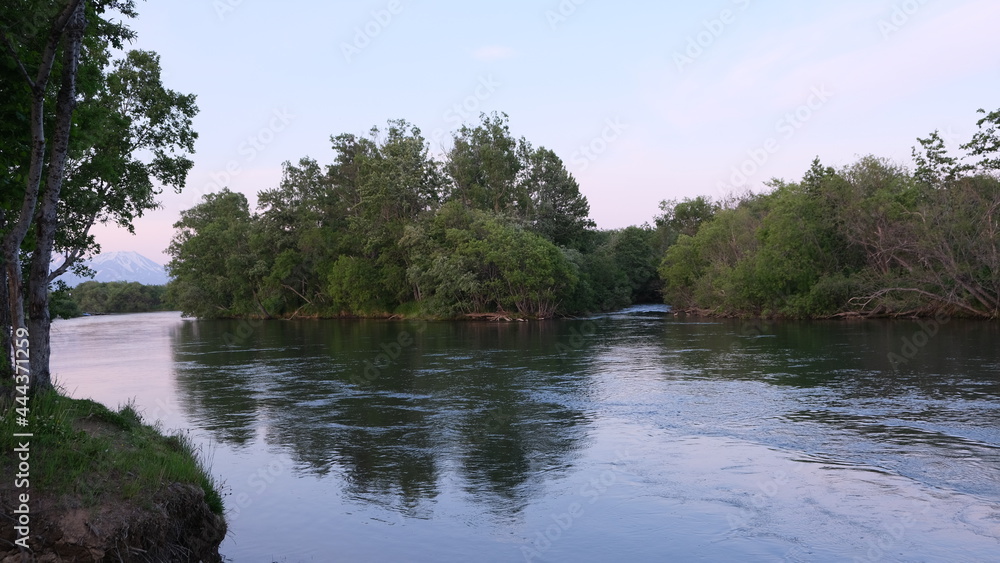 quiet river at sunset on a weekend quiet river at sunset on a weekend