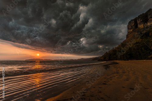 A coming storm on the Pai Plong beach in Thailand