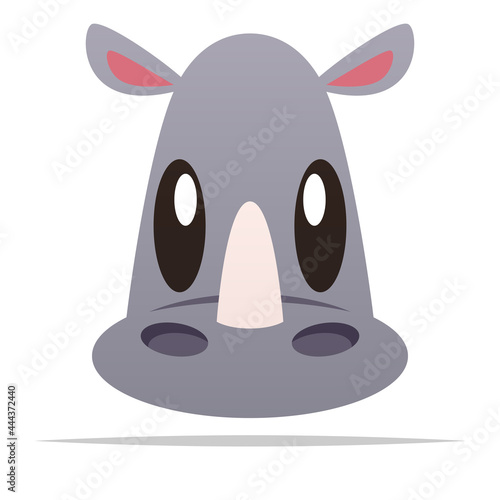 Cute cartoon rhinoceros face vector isolated illustration