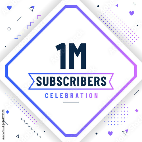 Thank you 1M subscribers, 1000000 subscribers celebration modern colorful design.