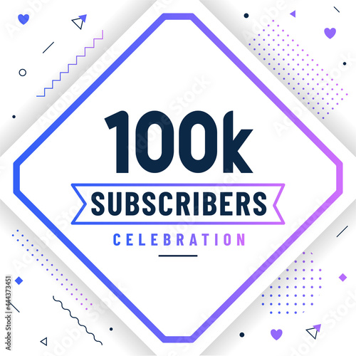 Thank you 100K subscribers, 100000 subscribers celebration modern colorful design.