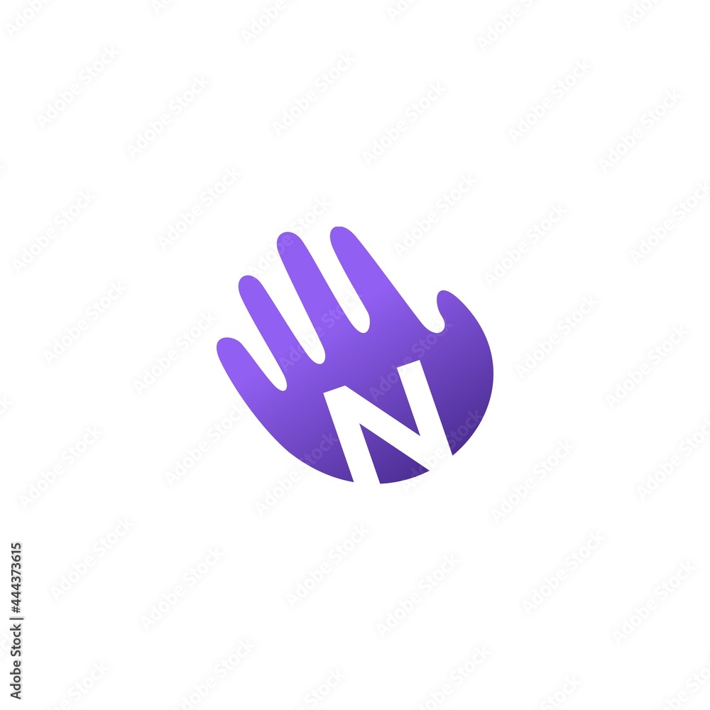 n letter hand palm hello logo vector icon illustration n letter hand palm hello logo vector icon illustration