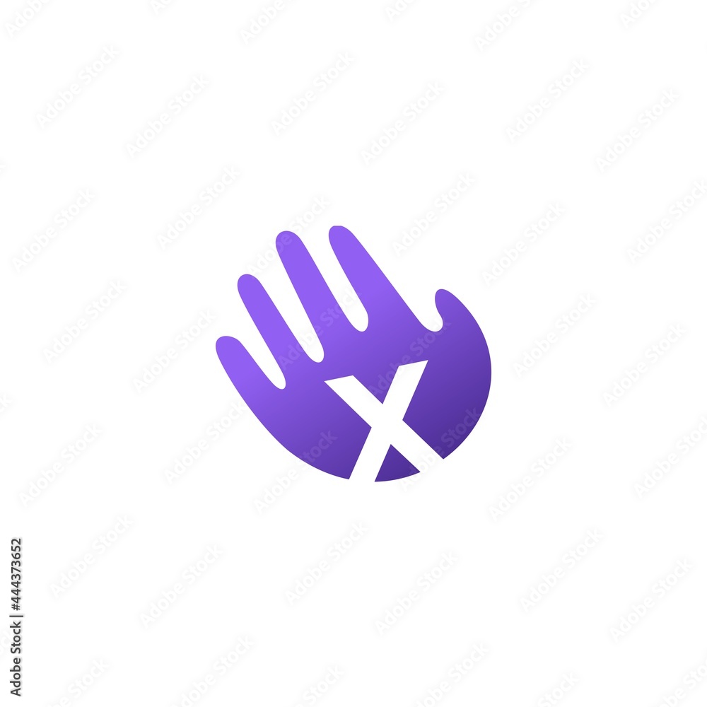 x letter hand palm hello logo vector icon illustration x letter hand palm hello logo vector icon illustration