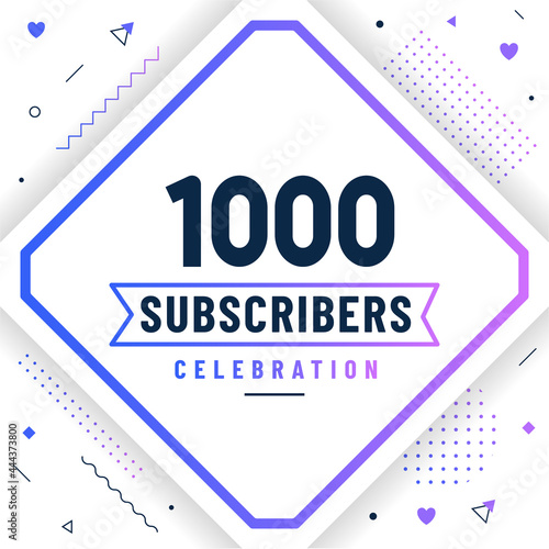 Thank you 1000 subscribers, 1K subscribers celebration modern colorful design.