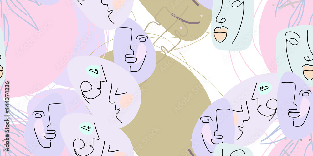 Face line pattern. Minimal art one line drawing. Face line pattern. Minimal art one line drawing.