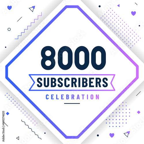 Thank you 8000 subscribers, 8K subscribers celebration modern colorful design.