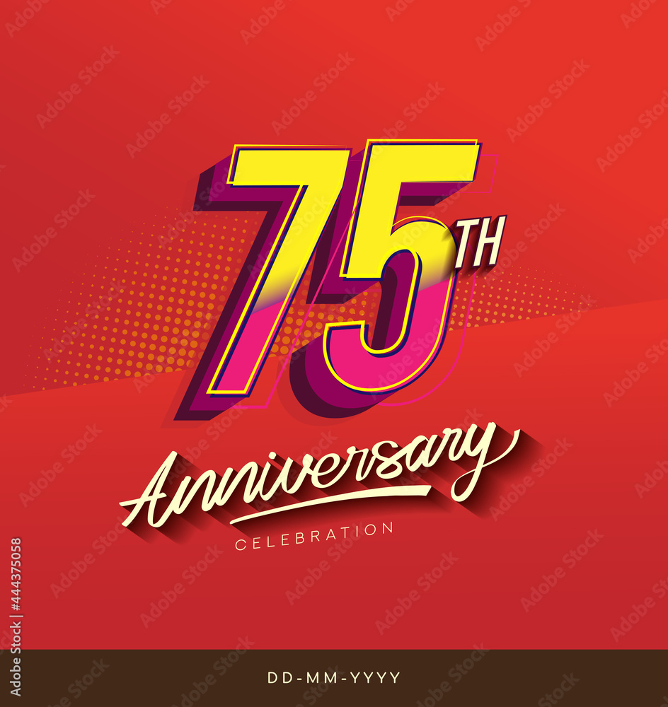75th anniversary celebration logotype colorful design isolated with red background and modern design.