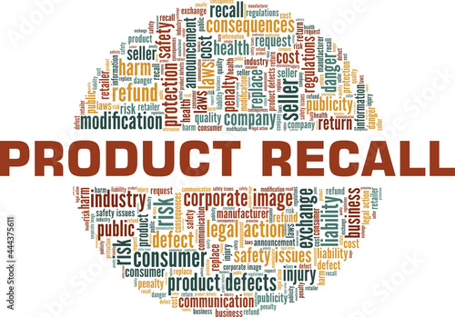 Product recall vector illustration word cloud isolated on a white background.