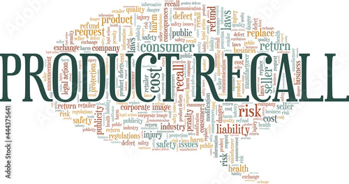 Product recall vector illustration word cloud isolated on a white background.