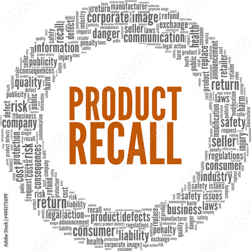 Product recall vector illustration word cloud isolated on a white background.