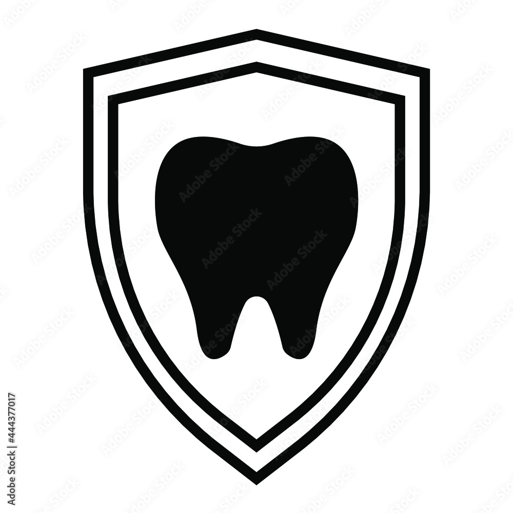 healthy teeth icon with protection symbol healthy teeth icon with protection symbol