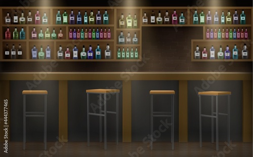 Bar Counter Drinks Alcohol Illustration