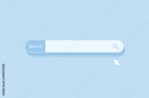 Search bar design element. Search Bar for website and UI, mobile apps isolated on blue background. Vector illustration