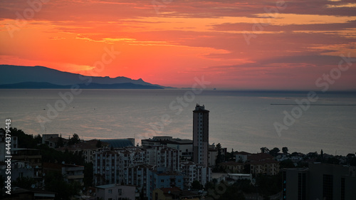Beautiful sunset view of İzmir Gulf