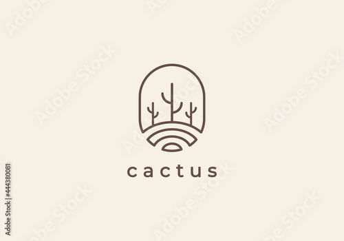 Cactus logo design badges vector Illustrations
