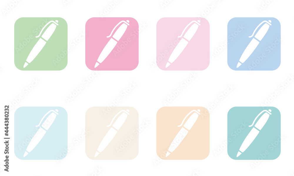 pen icon set with pastel colors pen icon set with pastel colors