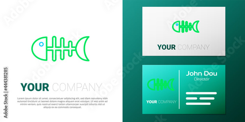 Line Fish skeleton icon isolated on white background. Fish bone sign. Colorful outline concept. Vector