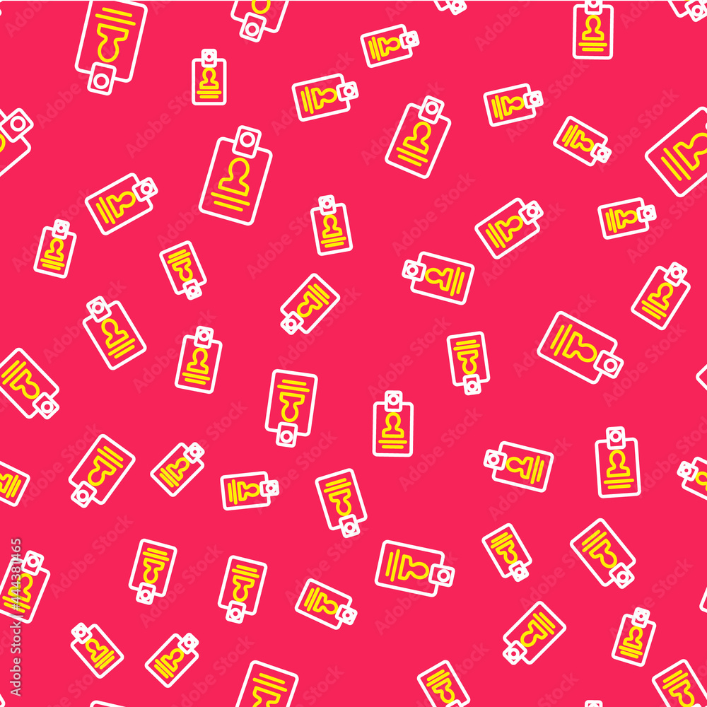 Line Identification badge icon isolated seamless pattern on red background. It can be used for presentation, identity of the company, advertising. Vector Line Identification badge icon isolated seamless pattern on red background. It can be used for presentation, identity of the company, advertising. Vector
