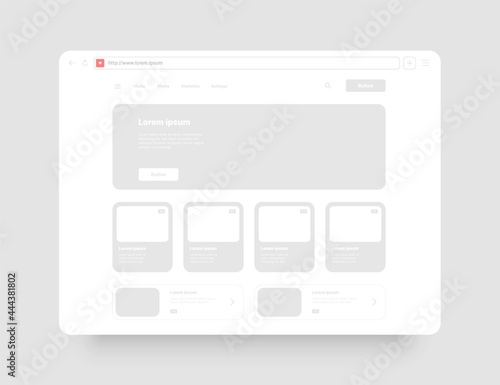 Web browser concept for your website presentation. Wireframes screens. Web window screen mockup.