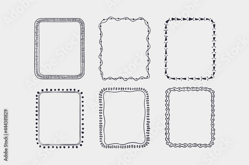 Engraving Hand Drawn Doodle Frames Collection_2