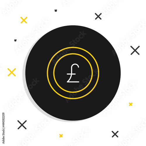 Line Coin money with pound sterling symbol icon isolated on white background. Banking currency sign. Cash symbol. Colorful outline concept. Vector