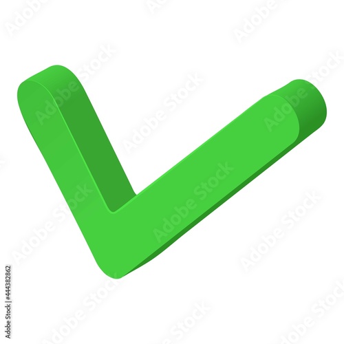 Green check mark icon isometric vector. Tick symbol. Approval, acceptance, concept choose