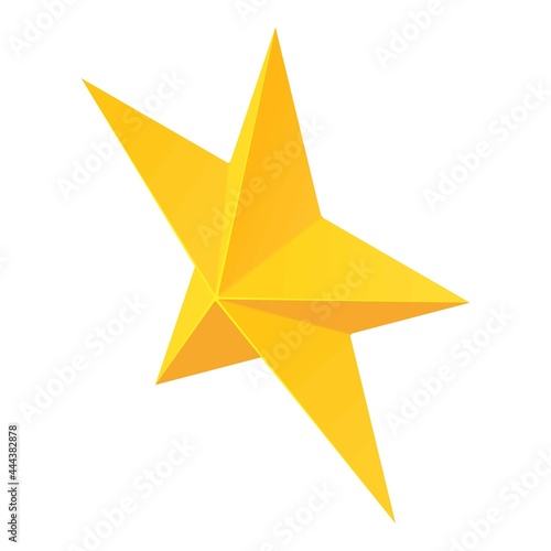 Golden star icon isometric vector. Five pointed yellow star. Insignia sign photo
