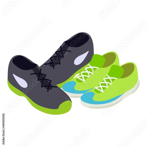 Tennis shoes icon isometric vector. Sport footwear icon. Two pair sport shoes