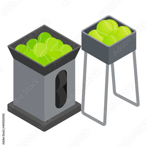 Sport inventory icon isometric vector. Tennis equipment icon. Professional electric ball machine, tennis cart