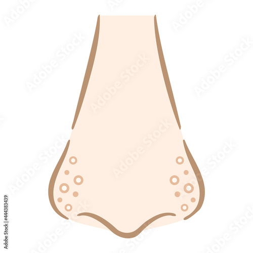 小鼻の毛穴が白い角栓で汚れているイラスト　おしゃれな手描き風	
