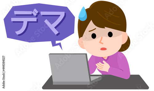 ネット上のデマに惑わされる女性　イラスト