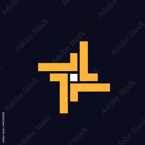 LL monogram logo.Letter l typographic icon.Lettering sign isolated on dark background.Alphabet initials.Modern, design, geometric, minimalist style.	