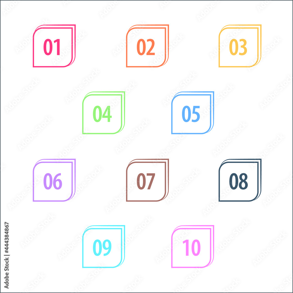 Colorful info-graphic numbers can be use to create presentation. Bullet points numbers one to ten. Colorful shape vector numbers. Colorful info-graphic numbers can be use to create presentation. Bullet points numbers one to ten. Colorful shape vector numbers.