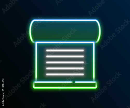 Glowing neon line Decree, paper, parchment, scroll icon icon isolated on black background. Colorful outline concept. Vector